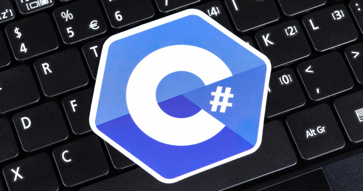 Ícono de lenguaje de programación de Microsoft .NET sobre un teclado de ordenador.